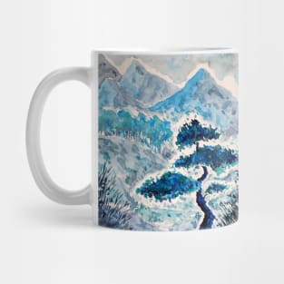 Blue Watercolor Landscape Mug